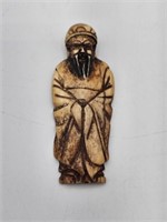 VERY EARLY CARVED IVORY FIGURE - 3" X 1 1/8"