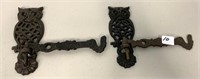 2 Cast Iron Owl Hooks (5" Long)