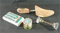 Vintage toy, crib board, glass handle door knob &