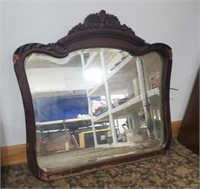 Antique beveled glass dresser mirror 30.5"×28.5"
