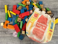 Vintage bag of Playskool building blocks