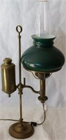 BRASS STUDENT LAMP W/ REPLACED GREEN