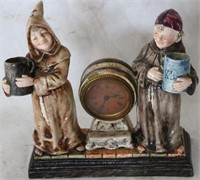 MAJOLICA FIGURAL CLOCK, DEPICTING MONKS,