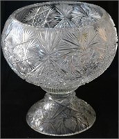 LARGE CONTEMPORARY CUT GLASS BOWL ON