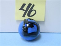 1 3/8" Blue w/ Black Patches Marble (Maybe New)