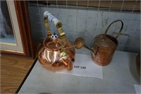 copper kettle with brass & Delft handle &