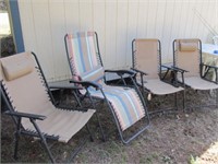 4pc -Chaise Lounge & 3 Folding Patio Chairs