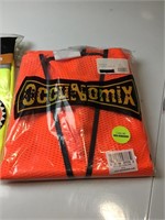 Two occunomix reflective orange and yellow vests