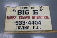Wooden "Big E" Horse Drawn Attractions Sign