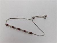 Adjustable .925 Sterl Ruby/Diamond Bracelet