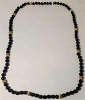 T - BEADED NECKLACE W/ 14K GOLD (L63)