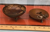 Vtg. coconut & copper ashtrays