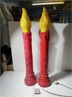 Vintage Blow Molds Christmas Candles Set of 2