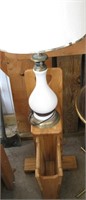 Wooden Mag Rack & Lamp