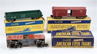 3) AMERICAN FLYER S GAUGE CARS W/ BOX