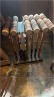 Vintage Wood Croquet Set and Caddy
