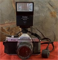 F - PENTAX CAMERA W/ FLASH ATTACHMENT (L78)