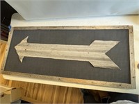 Wood framed metal arrow measures 48“ x 20“ -