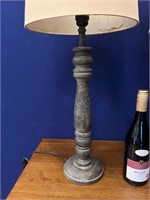 Pair of Aged Timber Occasional Lamps (68 cm H)