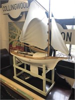 REMOTE CONTROL TIMBER YACHT ON STAND