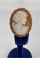 Victorian Gold Filled Shell Cameo Brooch