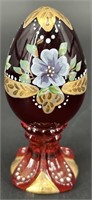 Fenton Hp Ruby Pedestal Egg Artist Signed Uv