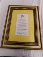 Framed James Metcalf poem 18.5" x 14"