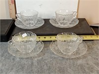 4 Cambridge Rose Point cups & saucers