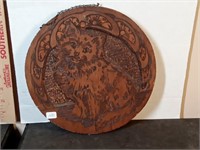 Flemish Art Co Pyrography cat wall plaque