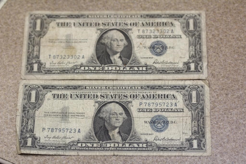 Lot of 2 1957 Blue Seal $1.00 Star Note