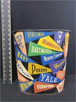 Vintage Collegiate Teams Metal Trash Can