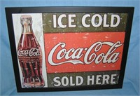 Ice cold Coca Cola framed retro style advertising