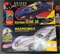 2 NIB BATMOBILES, STREET JET + LEGENDS, APX 13"L