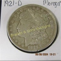 US 1921-D MORGAN SILVER DOLLAR