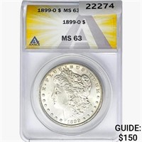 1899-O Morgan Silver Dollar ANACS MS63