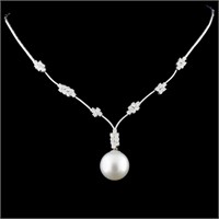 18K Gold 14MM Pearl & 1.82ctw Diamond Necklace