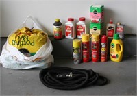 Water Hose, Plant Food and Lawn Fungicide
