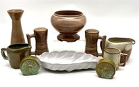 Frankoma Vase, Planter, Creamers, and Salt &