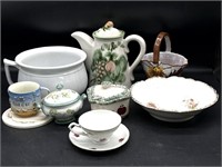 Chamber Pot, Porcelain Bowl, Teapot, and More