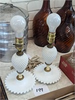 Pair of Milk Glass Hobnail Lamps