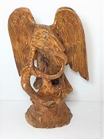 Hand Carved Eagle with Snake
