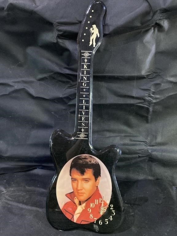 VTG Elvis Presley Lacquered Guitar Shape Clock