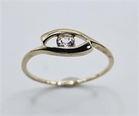 10K Yellow Gold Signed RJ Simulated Diamond Ring