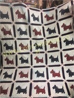 Scotty dog patterned quilt navy calico border