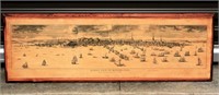 Burgis View of Boston 1723 on Wood 11x33"