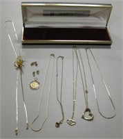 Lot Of Gold Toned Fashion Jewelry & Vtg Watch Case