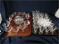 2 TRAYS CORNFLOWER CRYSTAL STEMWARE