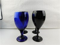 Lot of 4 Cobalt Chalices Glasses