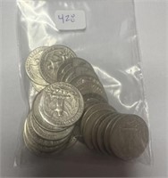 25 Pre-1965 Silver Quarters