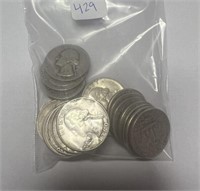 24 Pre-1965 Silver Quarters
